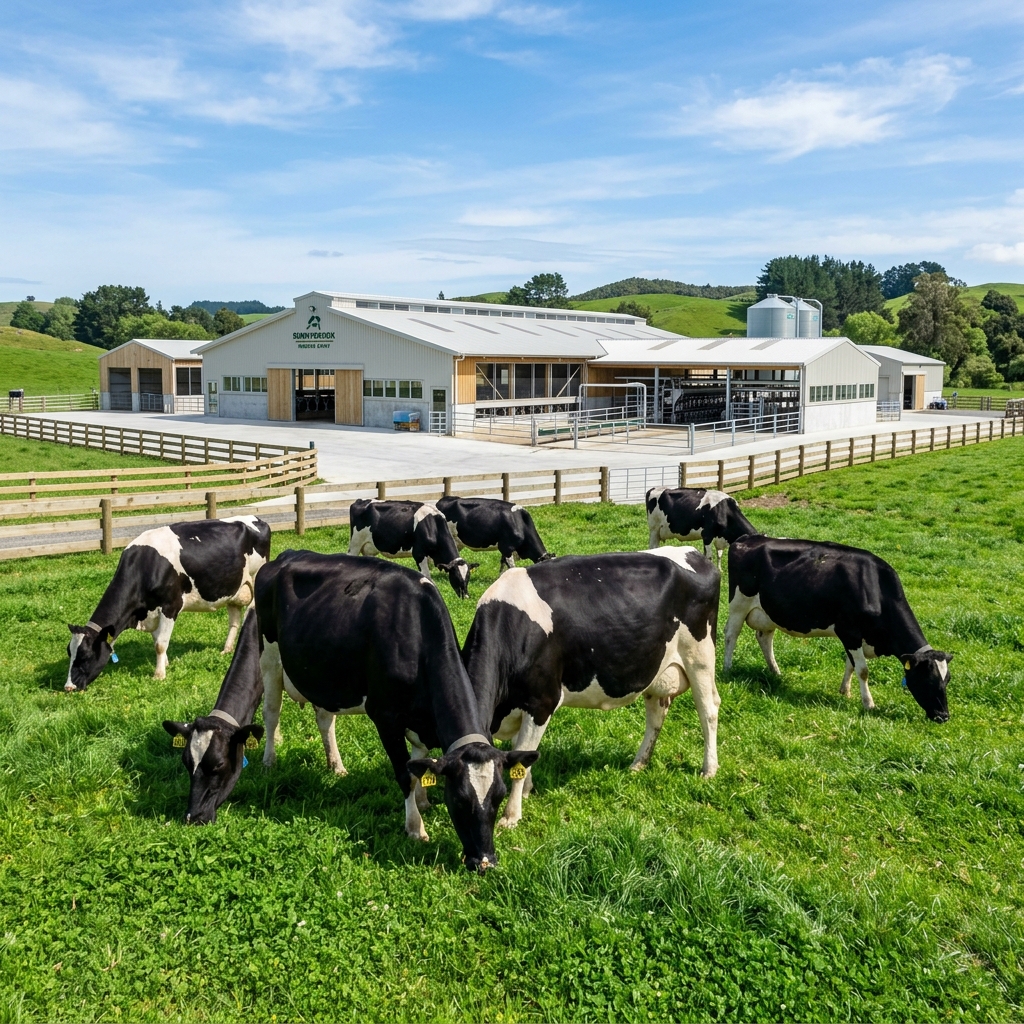 Healthy cattle grazing naturally at Sri Satya Dairy Farm